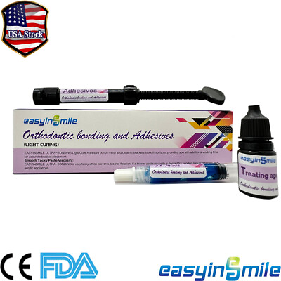 #ad Dental Orthodontic Bonding Adhesive Bracket Braces Light Cure Primer Syringes US $25.99