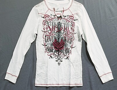 #ad Sinful By Affliction Womens Graphic Tee Size Lg. quot;Love Wild Pride Freequot; $10.49