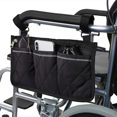 #ad 2023 Outdoor Wheelchair Side Pocket Organizer Holder Pouch Armrest Storage Bag $7.35