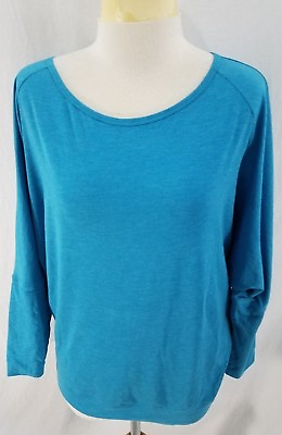 #ad New Lole Womens Pullover Top Aqua Blue Long Sleeves Cotton Blend Medium $14.99