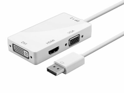 DisplayPort Male to HDMI 4K DVI VGA Female Adapter Cable White $45.14