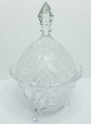 #ad Cut Glass Etched Covered Candy Dish $24.99