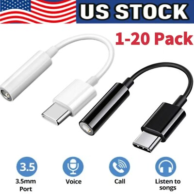 #ad USB C Type C to 3.5mm AUX Headphone Jack Adapter Lot For iPhone 15 Android Phone $3.49