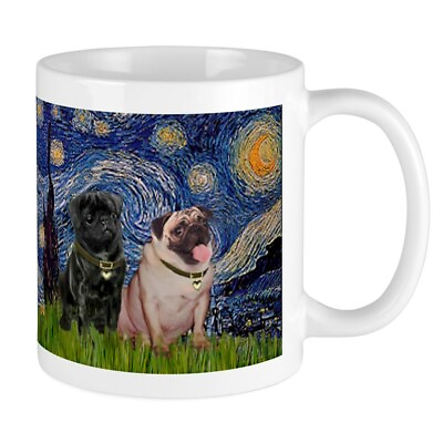 #ad CafePress Starry Night amp; Pug Pair Mug 11 oz Ceramic Mug 14065817 $17.99