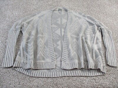 #ad Freshwear Sweater Adult Womens Cardigan Gray Open Knit Zig Zag Casual Nice EUC $3.32