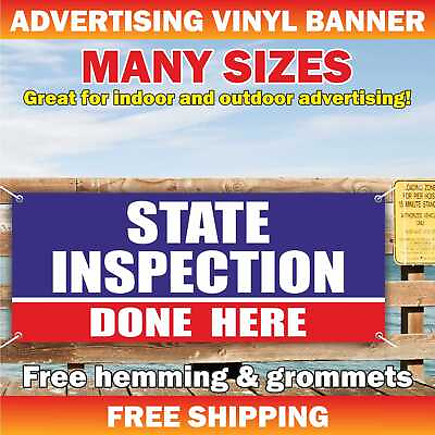 #ad STATE INSPECTION DONE HERE Advertising Banner Vinyl Mesh Sign law inspector car $219.95
