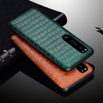 For Sony Xperia 1 IV Luxury Crocodile Pattern PU Leather Back Case Cover #ad $8.96