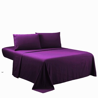 #ad 4 Piece Purple Queen size Bed Sheet set comfortable bed sheets bed room sheets $29.44