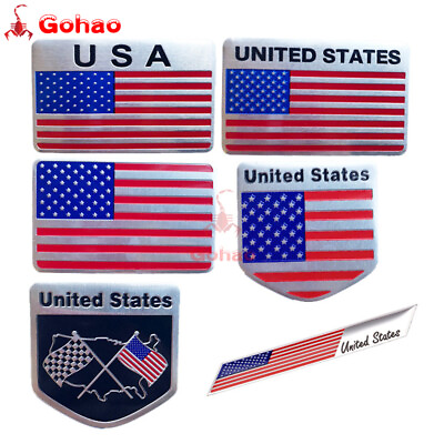 #ad USA Flag United States Thin Aluminium Badge Emblem Decal Sticker America Shield $7.99