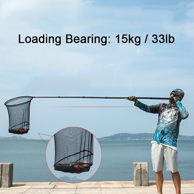 #ad 1x Carbon Fiber Telescoping Fishing Landing Net Rod Fish Handle Collapsible Pole $60.80