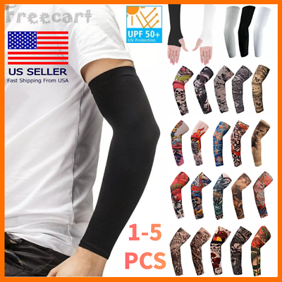 #ad 1 5 Pairs Cooling Arm Sleeves Cover UV Sun Protection Outdoor Sports Men Women $7.28