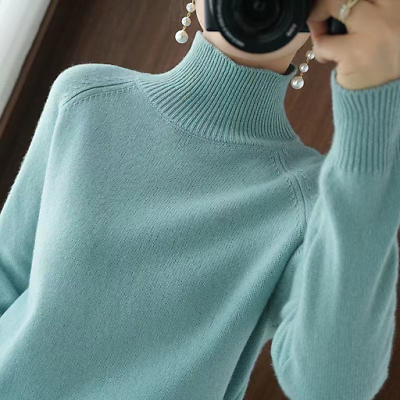 Turtleneck Women Basic Jumpers Sweater Knit Female Long Sleeve Loose Pullover $25.99