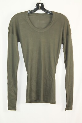 #ad Lemaire Women#x27;s Green Cotton Long Sleeve Shirt Top #S $69.99