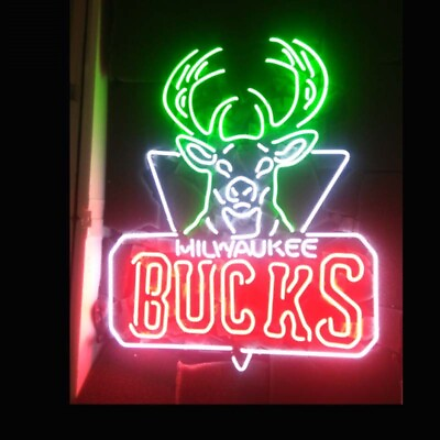 #ad Milwaukee Bucks Sports Team 24quot;x20quot; Neon Light Sign Lamp Bar Open Art Wall Decor $219.79