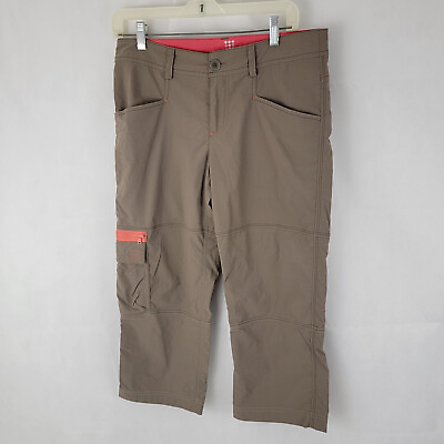 TITLE NINE Womens 6 Pants Capri TRAIL MIX Cargo Crop BROWN TAN Stretch Hiking #ad $29.99