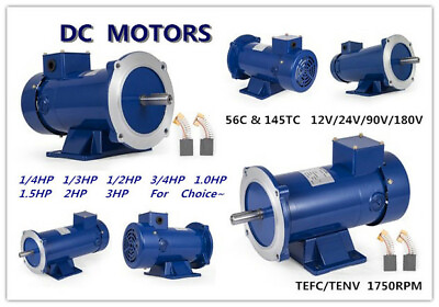 #ad DC MOTOR 1 4 3HP 56C 90 180V 1750RPM Permanent Manget TEFC Dynamic Applications $98.99