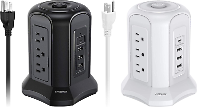 #ad USB C Power Strip Tower Surge Protector Electric Charging Station with USB C9 A $70.99