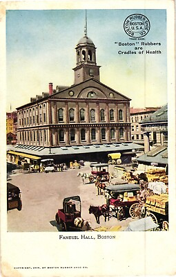 #ad Faneuil Hall View Horses Wagons Boston MA Undivided Unposted Postcard 1906 $6.30