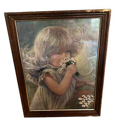 #ad Vintage From the Heart 1988 USA made crewel finished and framed $14.99