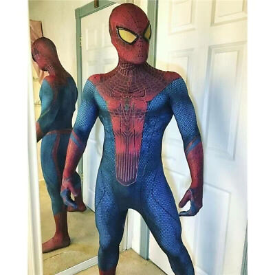 #ad The Amazing Spider Man Jumpsuit Spiderman Zentai Cos Costume Suit Bodysuit Tight $35.91