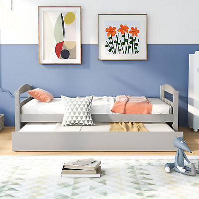 #ad Twin Size Wood Daybed with Trundle Bed Wooden Daybed with Headboard amp; Footboard $229.86
