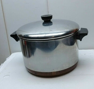 #ad Revere Ware 4.5Qt6Qt8Qt Stockpot Copper Clad Stainless Fry Pan amp; Lid Pick Pot $74.99
