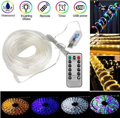 #ad 100 200 300 LED USB Lights w Remote Fairy Lights String Rope Party Decor Xmas $29.13