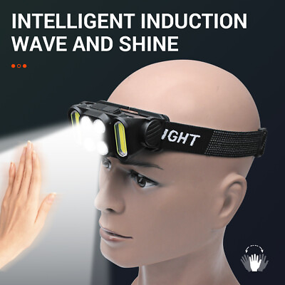 #ad Smart Sensor LED Headlamp Rechargeable Torch Headlight Flashlight COB Red Light $19.39