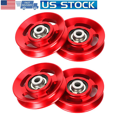 #ad 4Pc Aluminum Alloy Bearing Pulley Wheel Cable Machine Home Gym Fitness Equipment $46.83