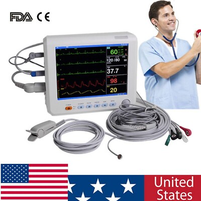8quot; Medical Vital Signs Patient Monitor Multi parameter ECG RESP SPO2 PR FDA $349.00