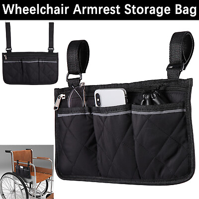 #ad Outdoor Wheelchair Side Pocket Organizer Holder Pouch Armrest Storage Bag New US $7.45