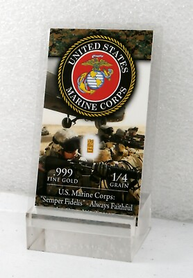 #ad UNITED STATES MARINE CORPS 1 60 GRAM PURE GOLD BAR 24k PURE REAL GOLD 4a $5.05