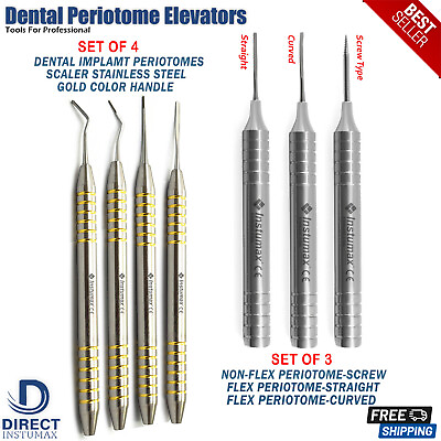 #ad Dental Periotome Gold Set of 4 Power Flex Set of 3 Ligament Atraumatic Tools $81.52