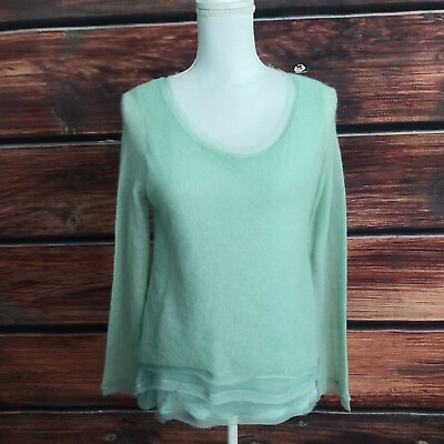 #ad Anthropologie Knitted amp; Knotted Teal Layered Sweater Size SMALL Long Sleeve sz S $27.00