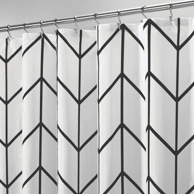 mDesign Decorative Herringbone Print Easy Care Fabric Shower Curtain with Rein $41.08