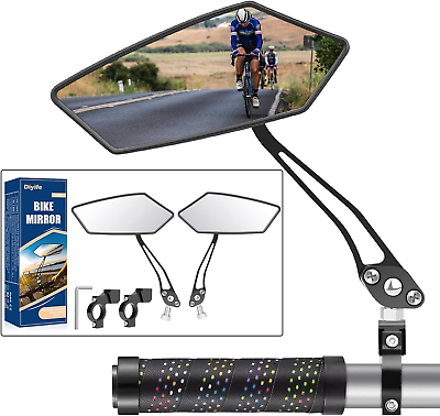 #ad Bike Mirror 1 Pair HD Wide Angle Large Handlebar Rearview Mirror Blast Resistant $29.41
