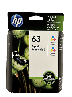 Genuine HP 63 Color 2PK Ink Cartridges Deskjet 1112 2130 3630 3632 3634 63 $20.99