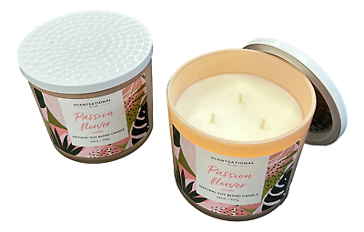 #ad NEW Set of 2 Scentsational Passion Flower Scented Candles 26 Oz Natural Soy Wax $29.99