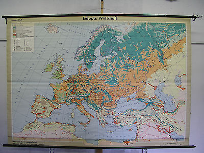 #ad School Wall Map Beautiful Old Europakarte Economy Forest 90 7 8x63 3 8in 1970 $213.70