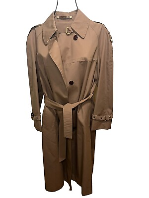 #ad VTG Etienne Aigner Doubled Breasted Belted Trendy Trench Coat Size 10 $100.00