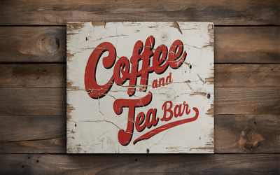 #ad Coffee and Tea Bar Rustic Style Sign Rustic Farmhouse Shelf Sitter 5x5quot; mdf ia $12.50