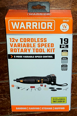 #ad WARRIOR 12V Cordless 19pc Rotary Tool Kit: Wood Plastic Metal #59437 $24.87