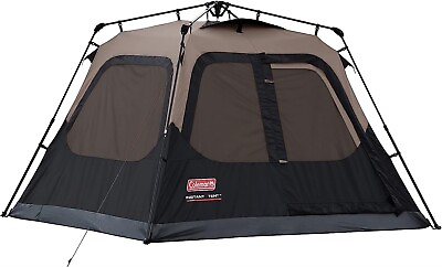 #ad Coleman 4 Person Cabin Tent for Camping with 60 Second Instant Setup Brown Black $129.99