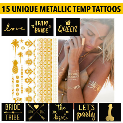 #ad TEMPORARY TATTOOS Festival Gold Foil Metallic Flash Stickers Fashion Concert Art $14.90