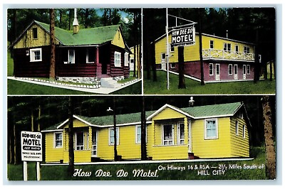 c1950#x27;s How Dee Doo Motel Hill City South Dakota SD Multiview Vintage Postcard $14.98