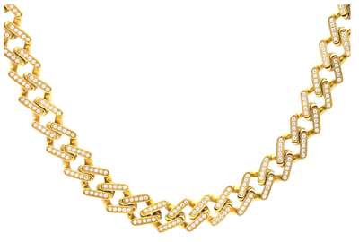 Mens Gold Stainless Steel 14mm Monaco Link 20quot; Chain Necklace W Cubic Zirconia $204.99