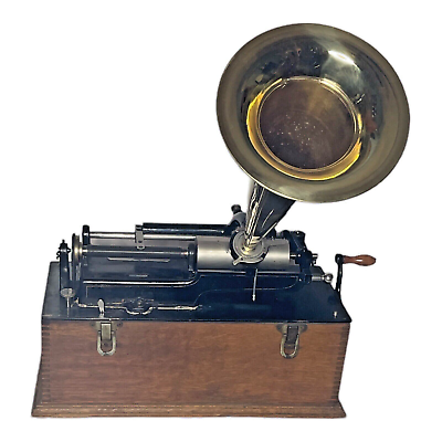 #ad Antique Working 1898 EDISON Home Phonograph with Horn probably not original $649.00