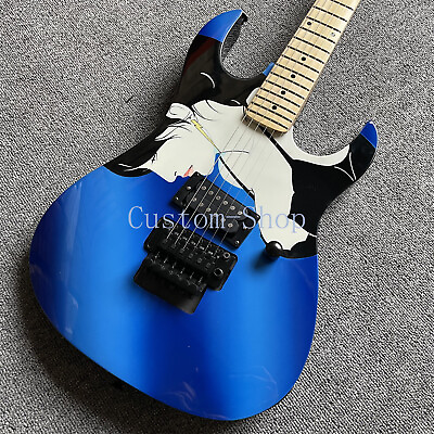 Blue Beauty Girl Style Electric Guitar with High Quality Hand Drawn Pattern $342.71