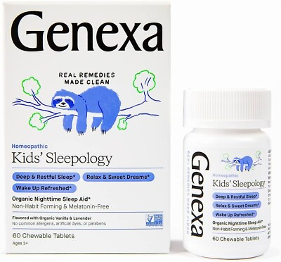#ad 2 Pack Genexa Homeopathic Kids#x27; Sleepology Chewable Tablets 60ct Exp. 07 2024 $9.95