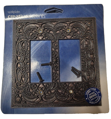 #ad Creative Accents Lighting Plate Double Rocker Wall Plate Antique Bronze 9DCB127 $10.78